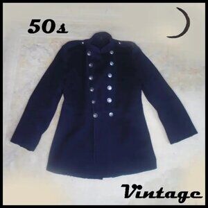 Mens Vintage Peacoat, National Fire Service Uniform Jacket - Military Style